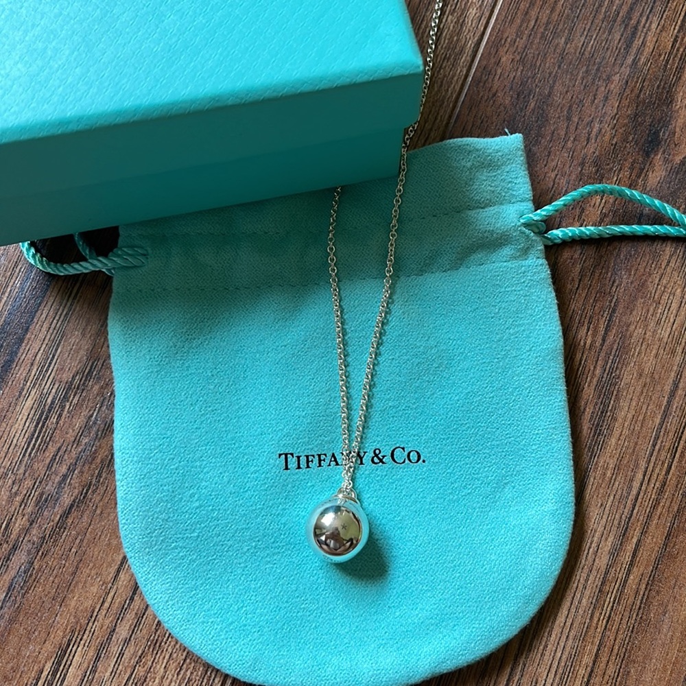 Authentic Tiffany and Co Sterling Silver Ball Necklace.